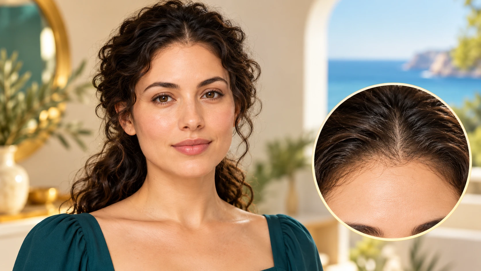 Keep the scalp, hairline, ears and shoulders inside the reference frame.