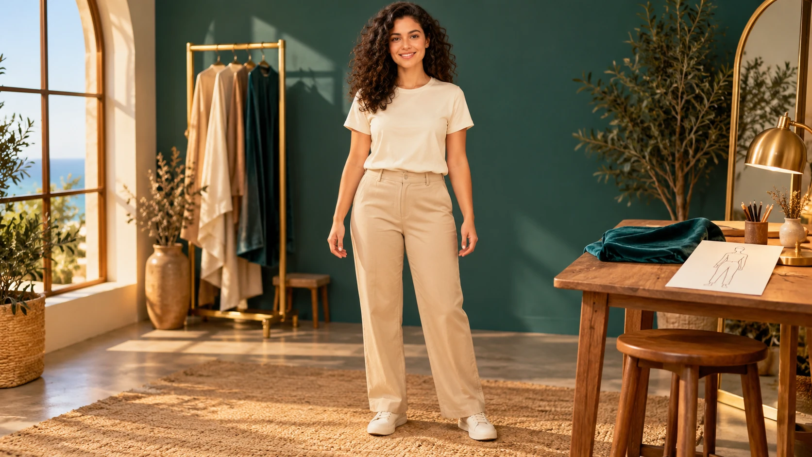 Plain clothing and a complete body outline are useful costume-planning inputs.