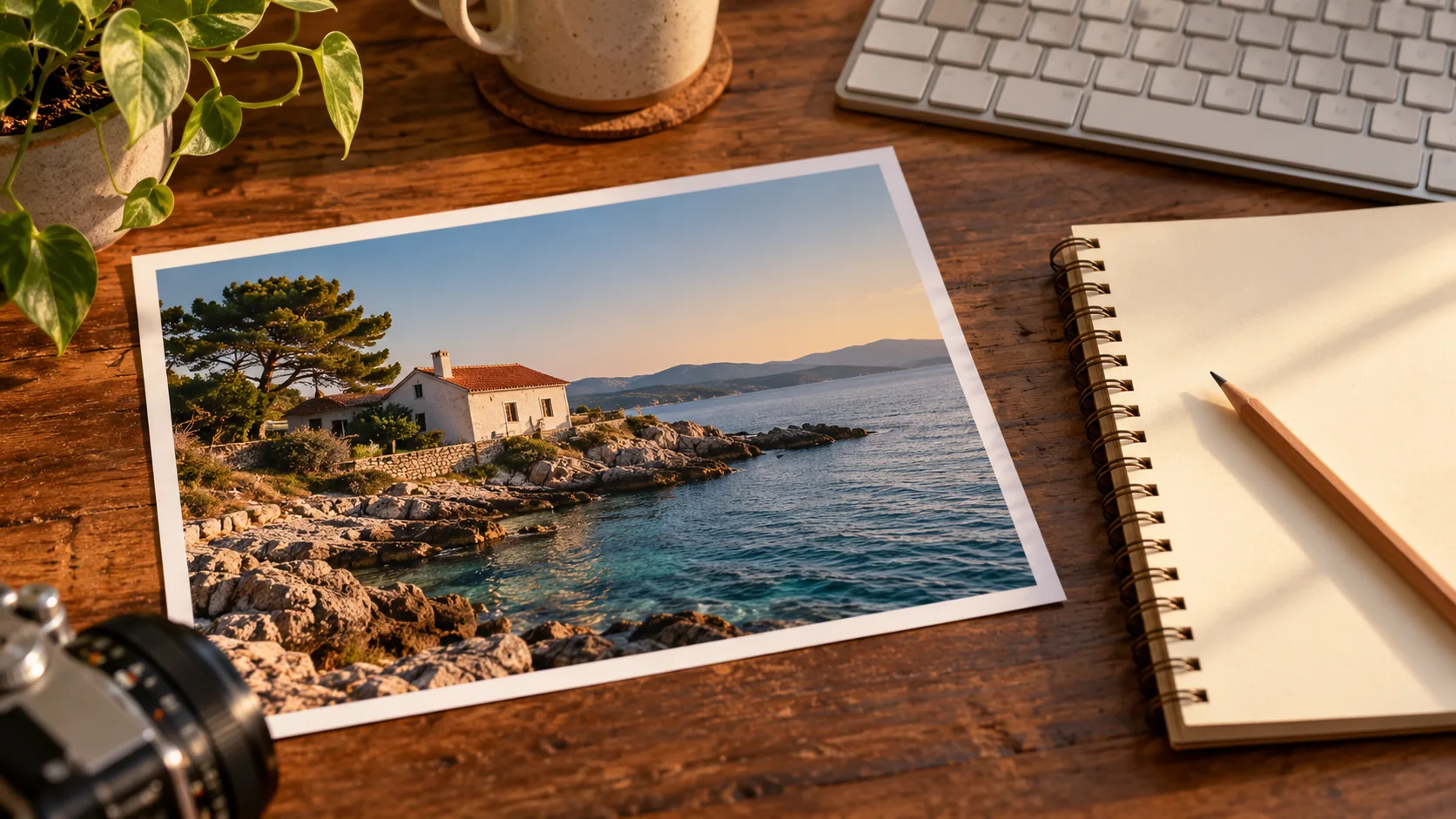Tieni la fotografia originale accanto a una breve istruzione.