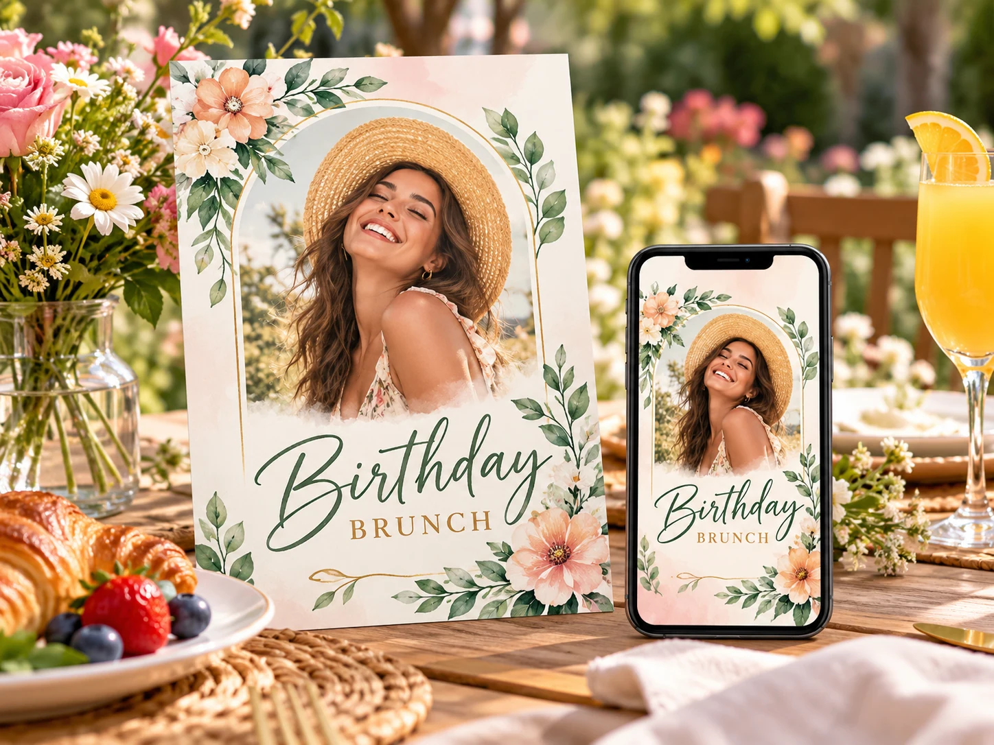 A birthday invitation viewed on a phone before it is shared with guests.