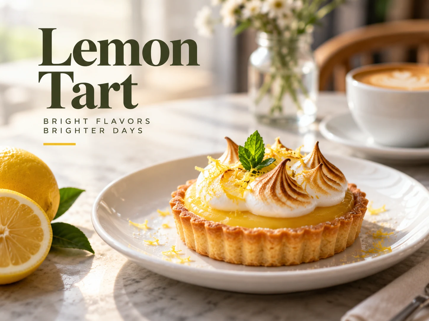 A naturally lit tart photograph prepared as the food reference.