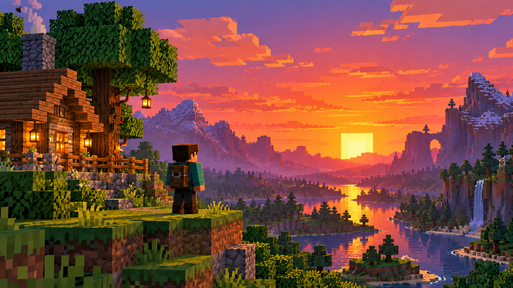 A blocky explorer shows how a character can sit inside the scene.
