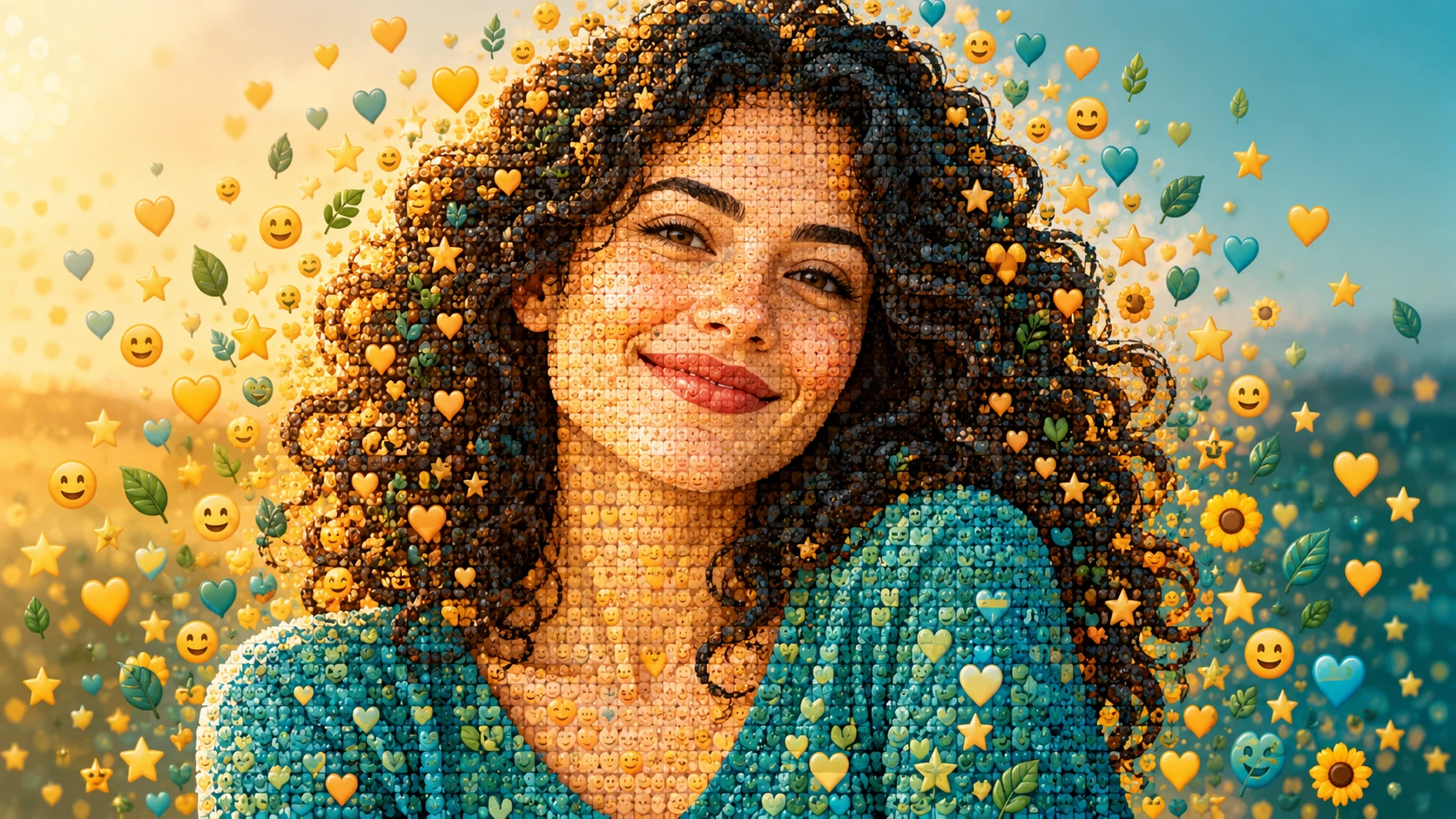 An emoji-style mosaic should read both as a portrait and as a field of small tiles.